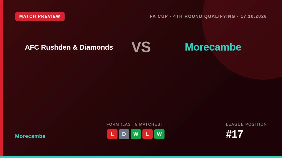 Morecambe can reach the FA Cup first round proper for the first time in two seasons with a win at AFC Rushden & Diamonds...
